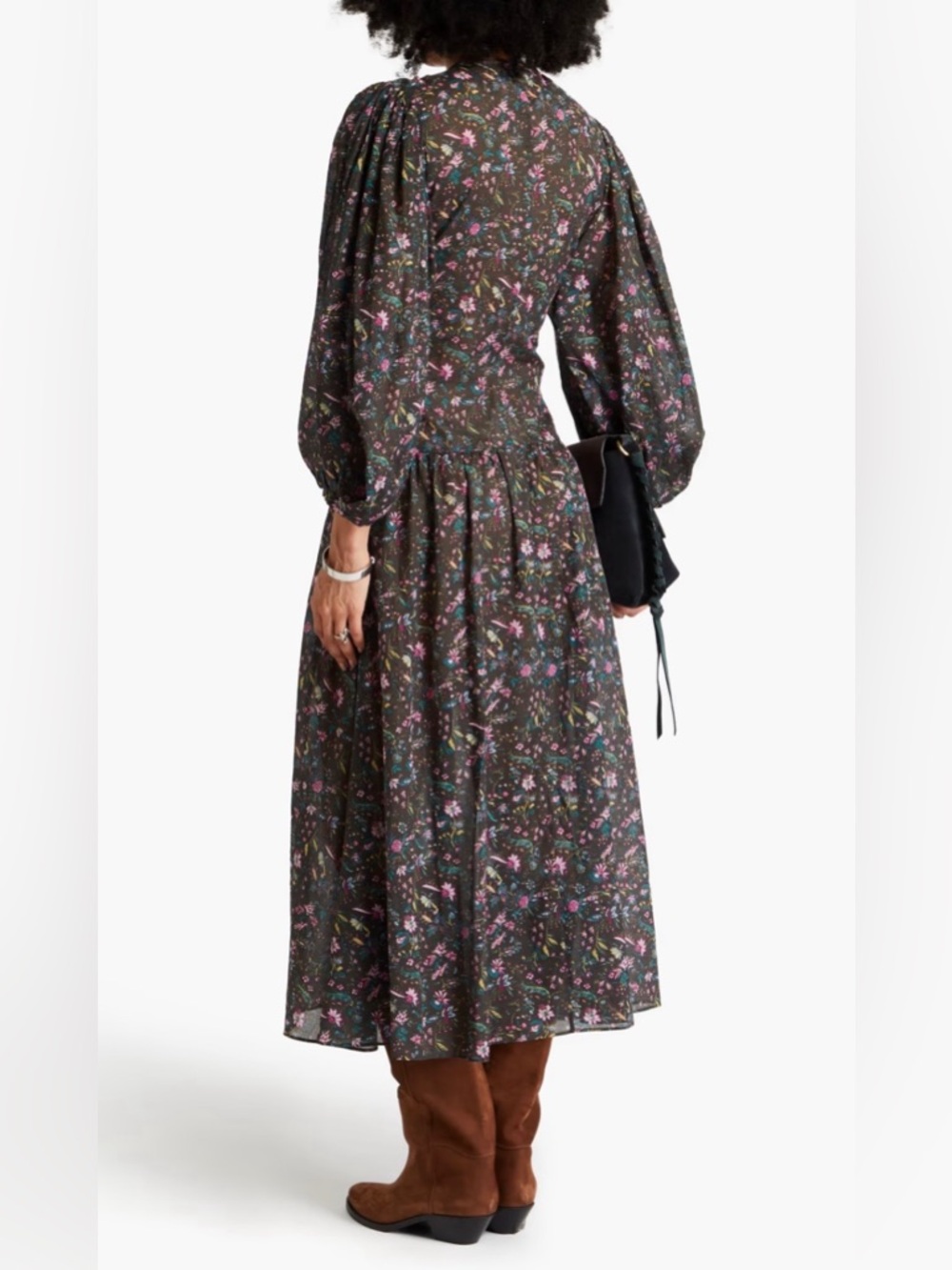 Isabel Marant Etoile Black Midi Cotton Dress Sz 42 - Picture 3 of 11